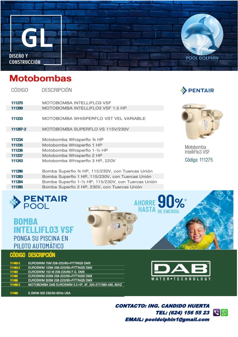 Catálogo página 8: motobombas Pentair y DAB