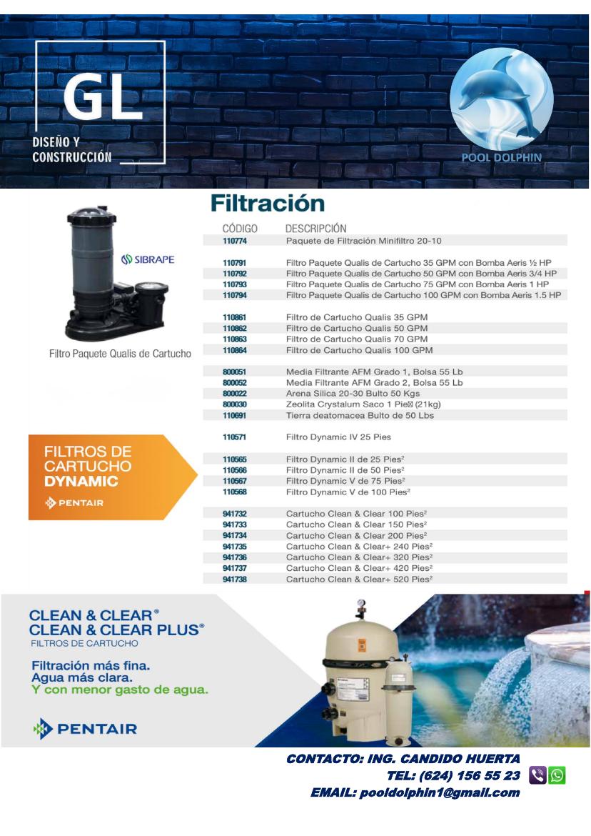 Catálogo página 10: filtración Pentair y medios filtrantes