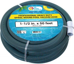  U.S. Pool Supply 1-12 x 50 Foot Professional Heavy Duty Spiral Wound Swimming Pool Vacuum Hose with Kink-Free Swivel Cuff, Flexible - Connect to